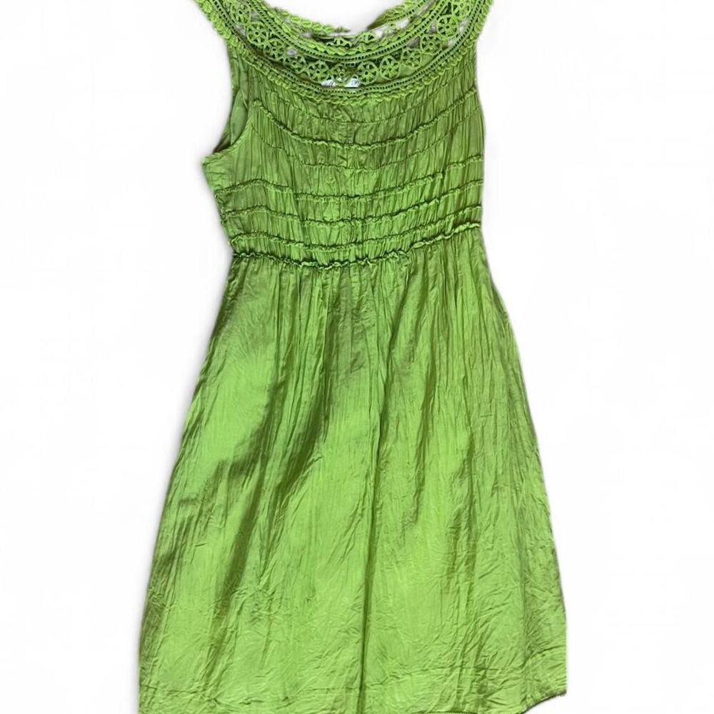 Vintage max studio specialty products Green babydoll cotton silk mini dress